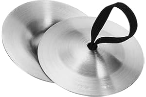 Begino 1 Pair Finger Cymbals, Mini Belly Dancing Finger with Zills Brass Hand Cymbals, Single Hand Finger Musical Instrument for Dancer Party (Silver)