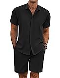 COOFANDY Mens Beach Set 2 Piece Linen Outfit for