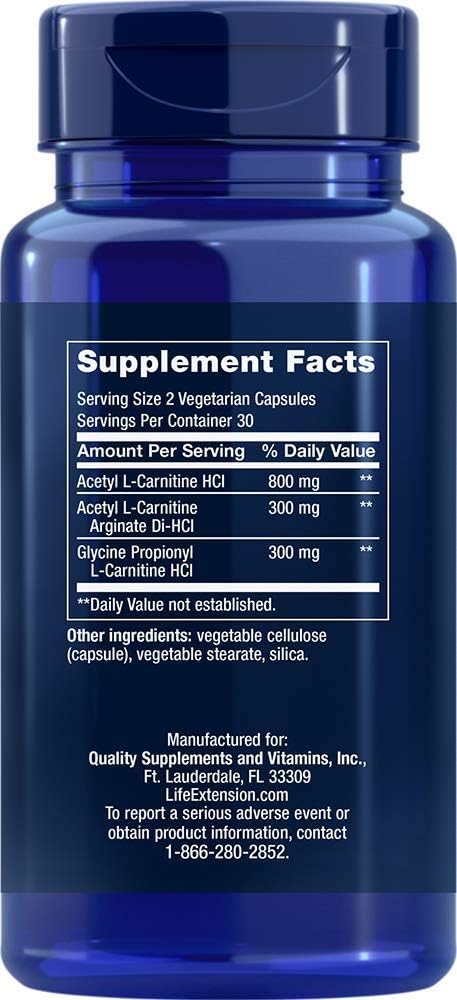 Life Extension Optimized Carnitine, 60 Vegetarian Capsules: Health & Personal Care