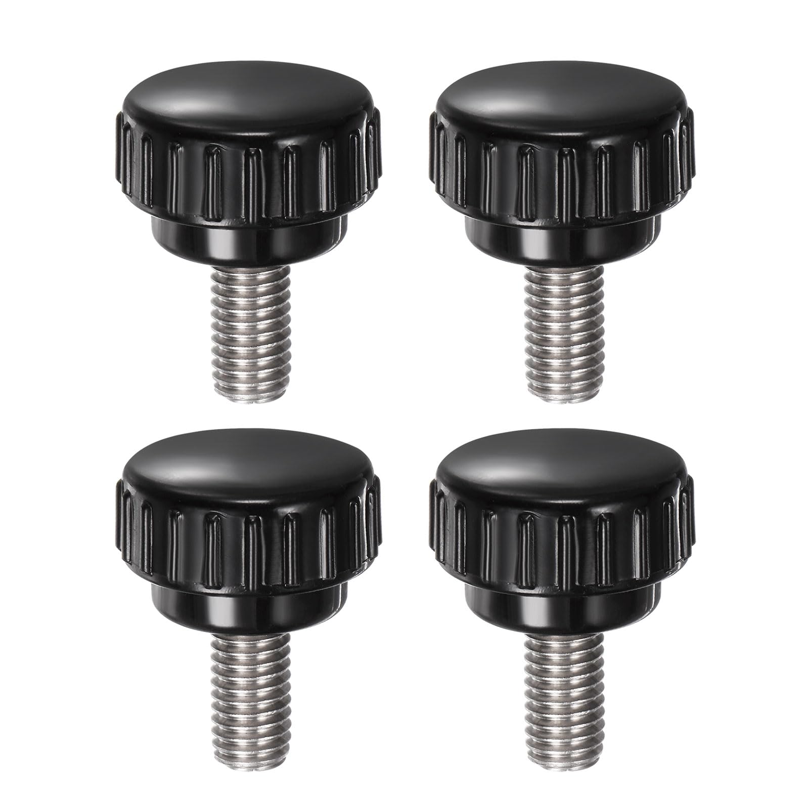 Photo 1 of uxcell 2pcs Knurled Clamping Knobs M8 x 16mm Metric 304 Stainless Steel Male Thread Thumb Screw on Type 25mm Plastic Round Head Threaded Hand Bolt Stud Knobs Black 2 pc not 4 