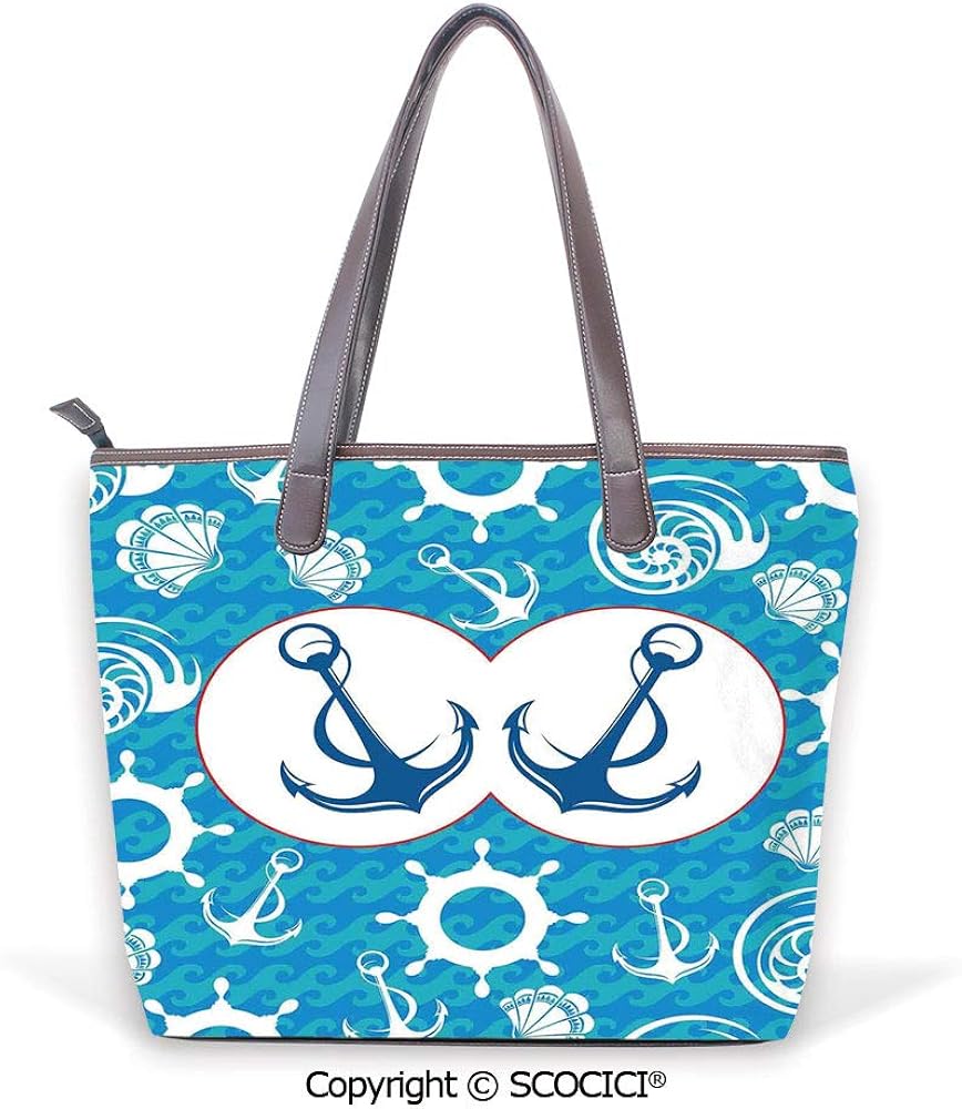 SCOCICI Satchel for Women Modern Design Rainbow Like Waves and Circles Patterne