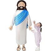 Yelakey Giant Jesus Plush 6 Ft Jesus Stuffed Doll Plushie Toy Christian Pillow Religious Decoration Gift for Christening Easter (Blue)