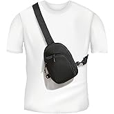 Peicees Small Crossbody Bag, Travel Sling Bag Waterproof Chest Phone Purse For Women Men Lightweight Fanny Pack Mini (Black)