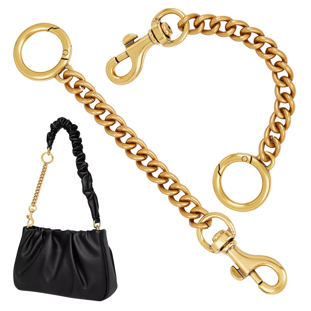 UNICRAFTALE 2Pcs Alloy Bag Chain Antique Golden Bag Extender Chains 16cm Purse Chain Metal Shoulder Bag Strap Extender with Spring Gate Ring and Swivel Snap Hook for Bag Straps Replacement Accessories