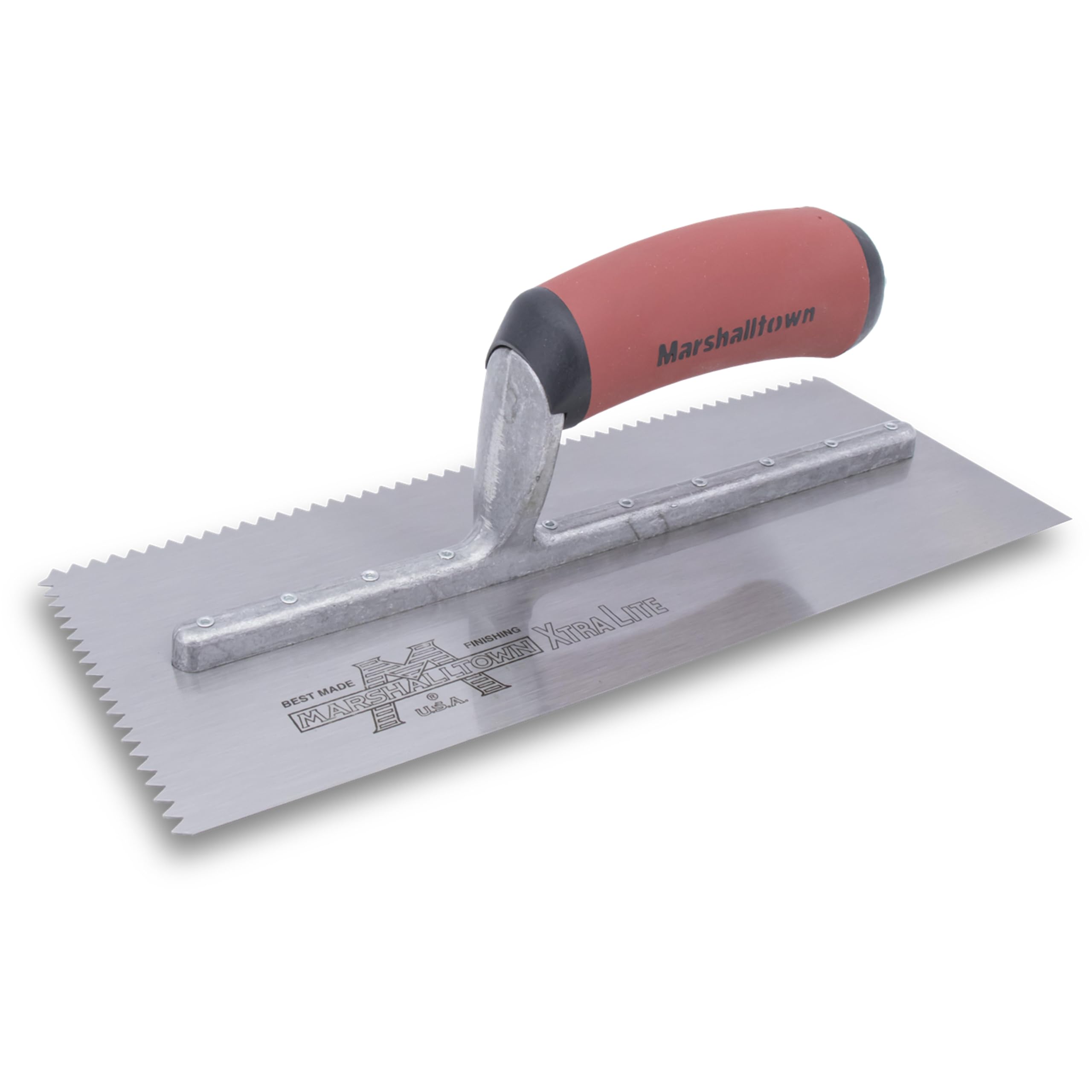Marshalltown 701SD V-Notched Trowel - Durasoft Handle, Silver|silver Metallic