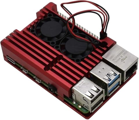 Wivarra para Raspberry Pi 4 Modelo B 2G Kit de Bricolaje Soporte WiFi con Carcasa Protectora AleacióN Aluminio CNC RefrigeracióN Ventilador Dual para Raspberry Pi 4B (Rojo)