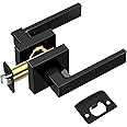 TICONN Matte Black Door Handle Heavy Duty, Reversible Square Door Lever for Bedroom, Bathroom, Rooms (Privacy, 1 Pack)