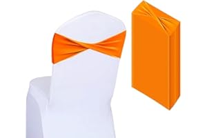 Aulufft 50 PCS Spandex Chair Sashes Bows Bands Slider Sashes Plain Bow Elastic Bands Ties Without Buckle for Wedding Graduation Banquet Events Decoration