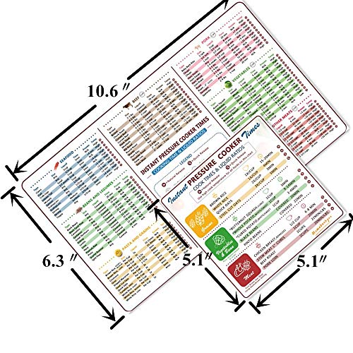 Cheat Sheet Set for Instant Pot, Electric Pressure Cooker Cook