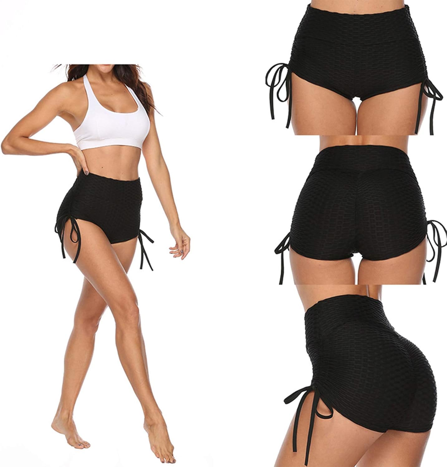 niyokki Butt Lifting Yoga Shorts for Women Tummy Control Leggings Textured Ruched Running Shorts: Clothing