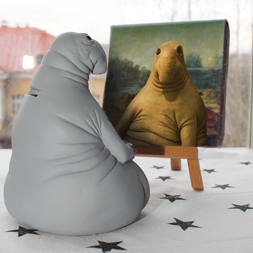 Zhdun Meme Homunculus Loxodontus Plaster Gypsum Sculpture Piggy Money Bank Moneybank Moneybox Waiting Awaiter For Children