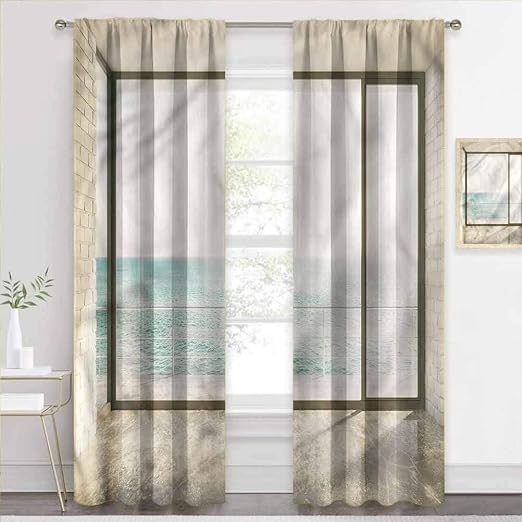 Amazon.com: painting-home Decorative Blackout Curtains Beach, Coastal