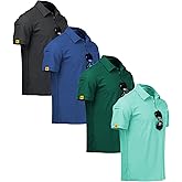 V VALANCH Polo Shirts for Men 4 Pack Short Sleeve Cool Dri Collared Tennis Golf Shirts