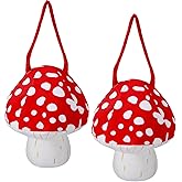 Kinlop 2 Pcs Halloween Mushroom Trick or Treat Bag Cute Mushroom Crossbody with Handle Reusable Accessories for Halloween Cosplay Costumes Lovely Novelty Gifts