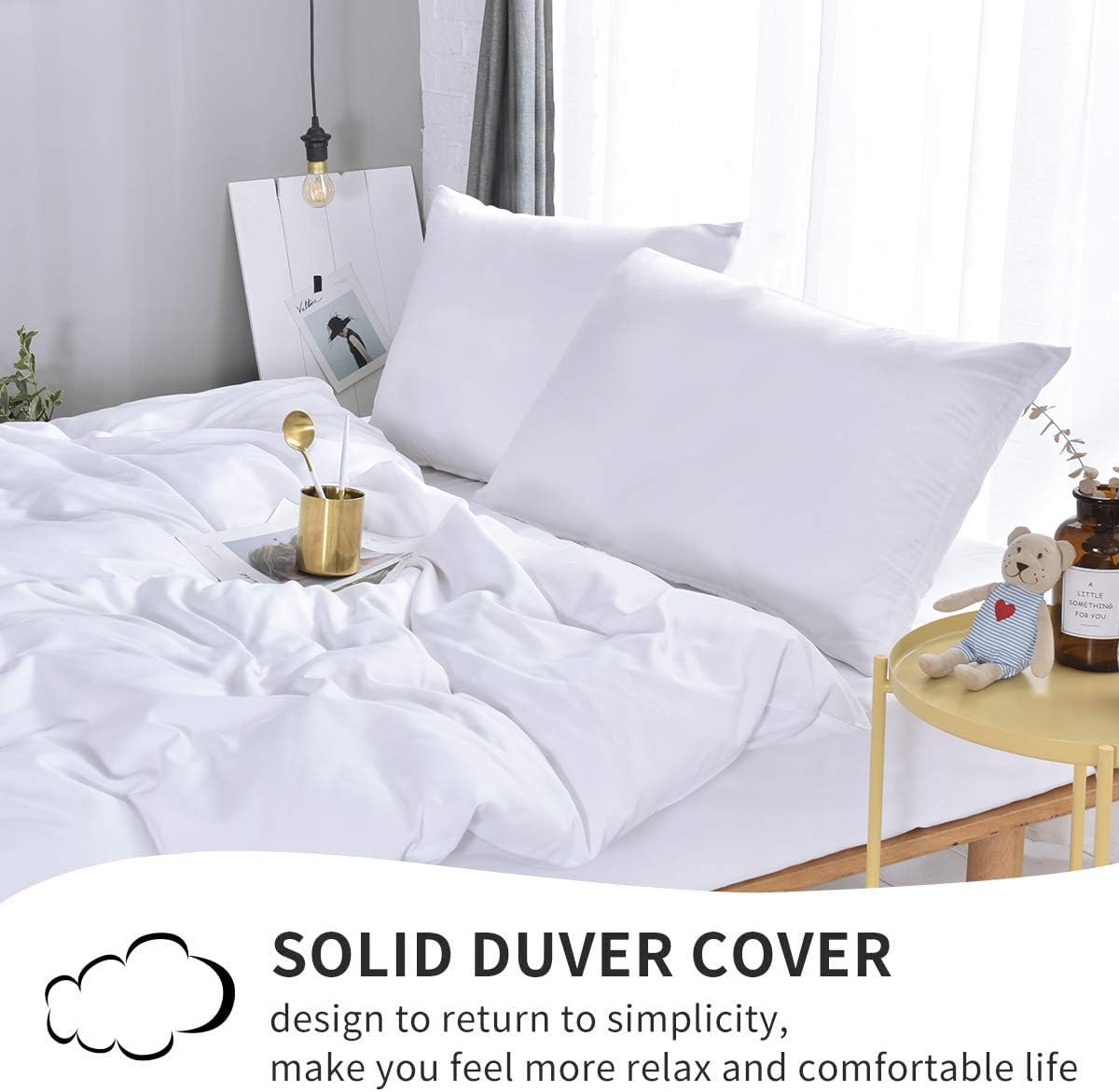 RUIKASI Super King Duvet Cover Sets Bedding Set, White Duvet Set Superking Bed Set including Zip - Image 3