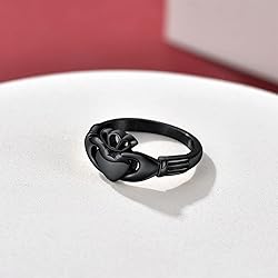 Couple Black Claddagh Rings Irish Love Jewelry for