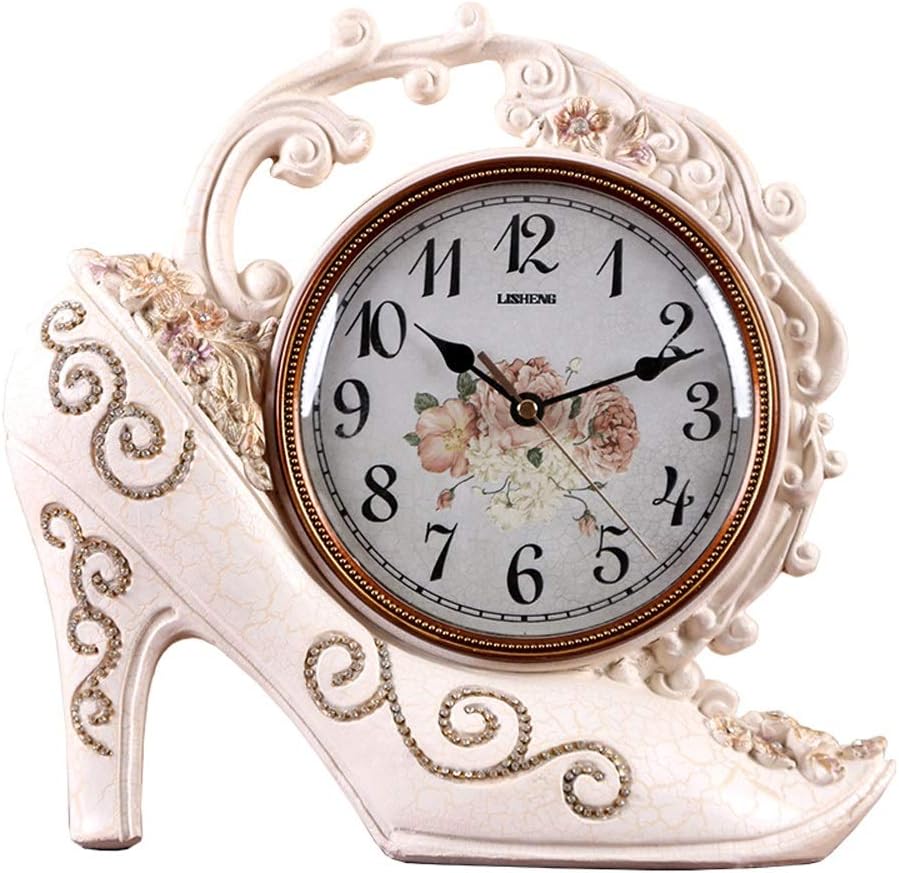 XinQingDesk clock شكل الأحذية الصامت ساعة النمط الأوروبي ساعة رومانسية