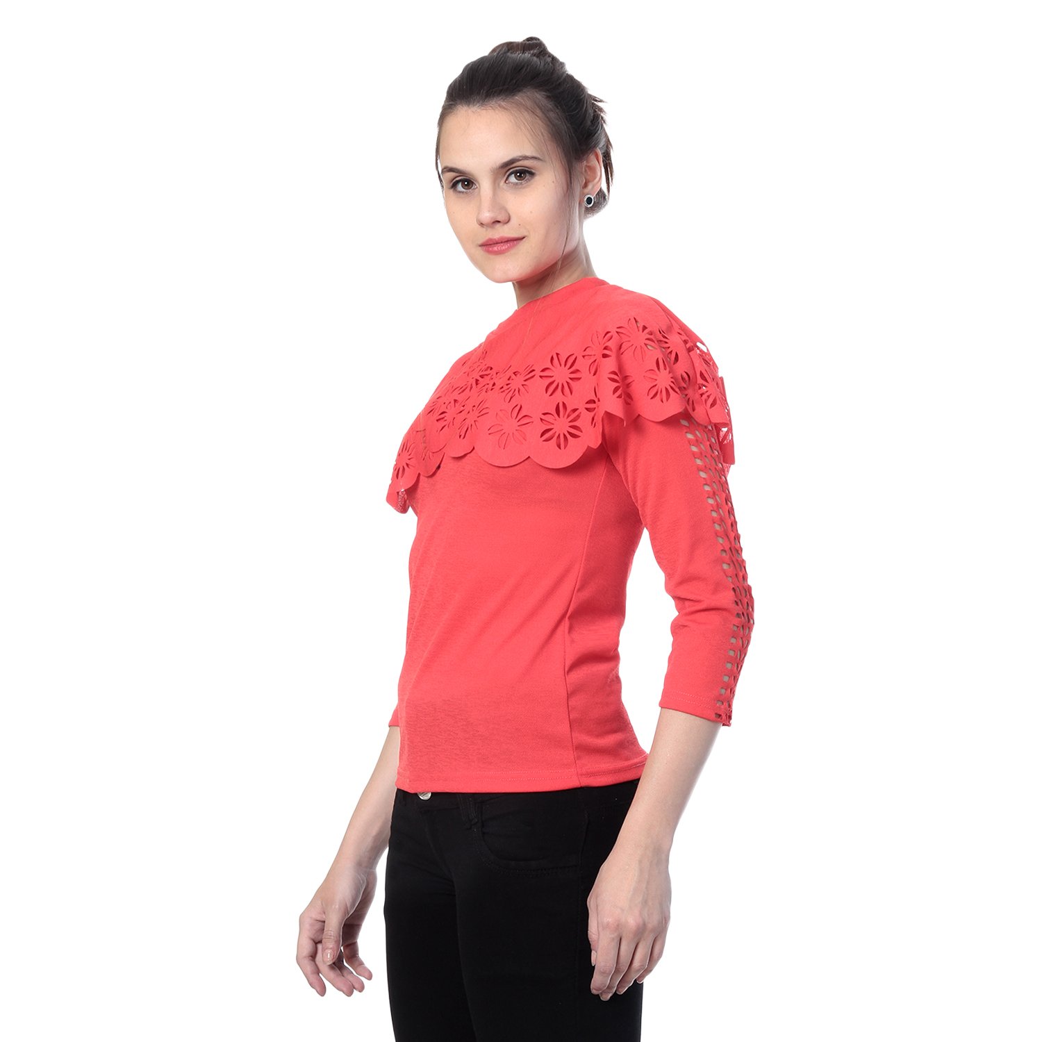 dimpy garments buynewtrend flower design crepe top for women