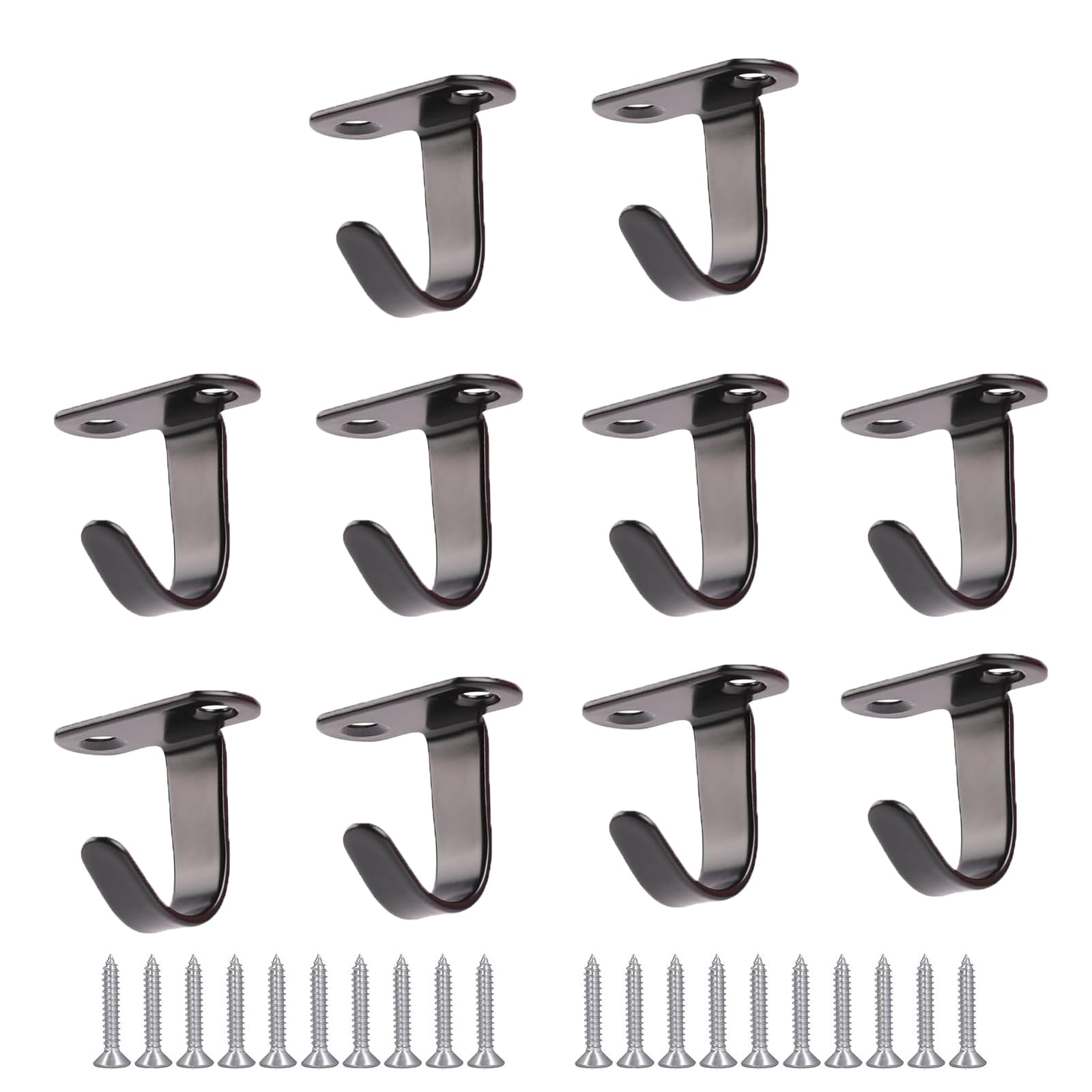 LQSCJS 10PCS Ceiling Hooks, Heavy Duty Wall Hooks, Stainless Steel Hook On Plate Metal Ceiling Hooks, Stainless Steel Ceiling Hooks with 20 Screws for Lamp Plant Basket Ceiling Fan