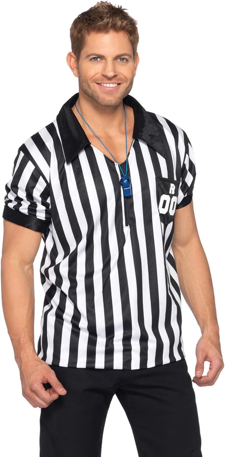 Kinder Schiedsrichter Kostüm Set - Schwarz-Weiß Gestreift Mit Pfeife & Flagge