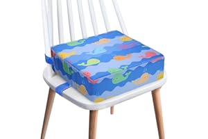 YEROLY Toddler Booster Seat for Dining Table, 4inch Toddler Cushion, Portable Booster Seats Baby, Adjustable Kids Chair Heightening Booster, Washable Chair Seat Pad Mat for Kids. (Blue)