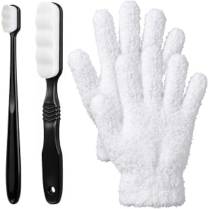 Matwsec 4PCS Silver Cleaning Kit with 2PCS Jewelry Cleaning Brushes | Silver Polishing Gloves for Antique Jewelry Silverware