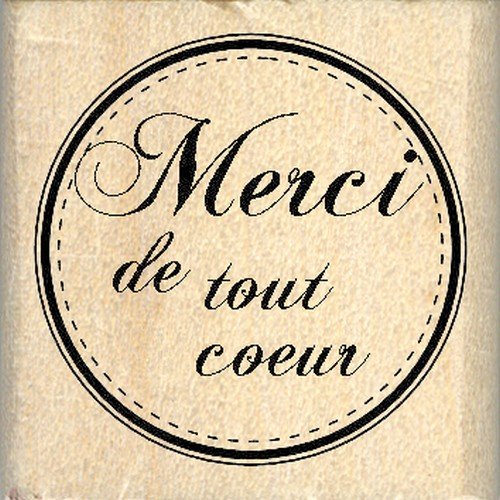 Florilèges Design FB208030 4 x 4 x 2.5 cm Scrapbooking Stamp Merci de Tout Coeur Design, Beige
