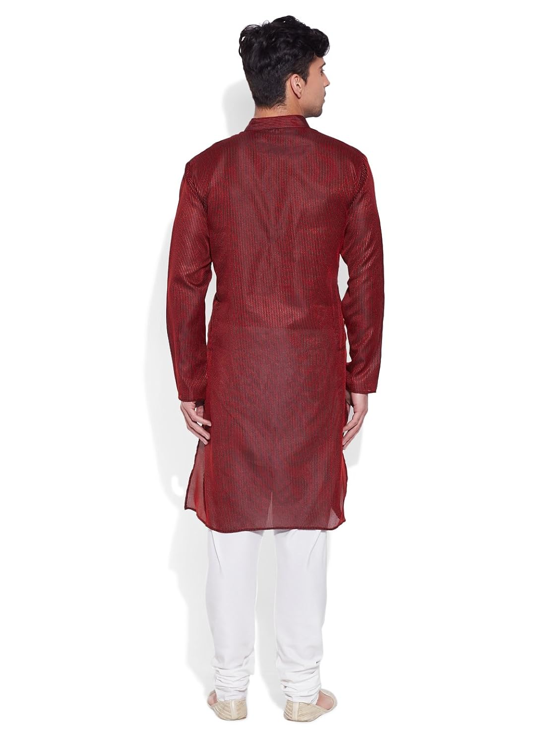 very me men's designer maroon faux silk textured long kurta