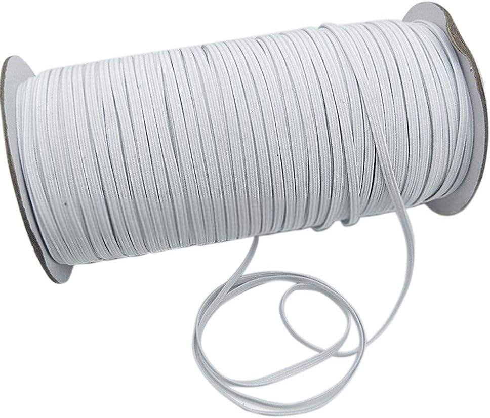 INZENYN 1/4 inch Elastic Cord Heavy Stretch String Braided Elastic Band/Elastic Rope 200 Yard Sewing Elastic Spool for Jewellery Making, Beading (White)