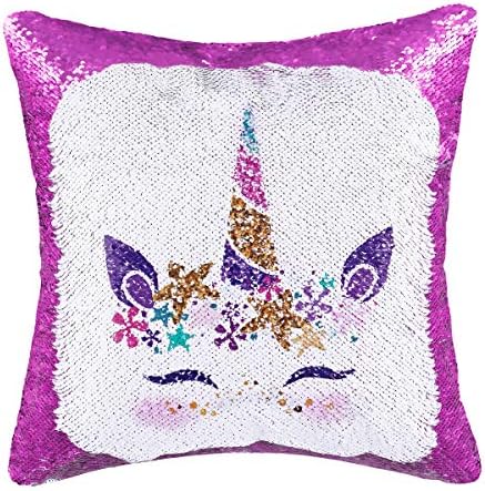 Sequins Throw Pillow Case Christmas Festival Decorative Mermaid Magic Reversible Cushion Cover Color Changing Home D¨¦cor Pillow Cases for Sofa Bed 16"x16"