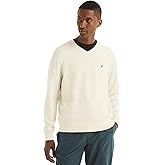 NAUTICA Men's Classic Fit Soft Lightweight Jersey V-Neck Sweater, Marshmallow, M