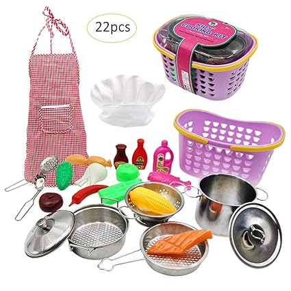 Juego de Juguete de Cocina de Cocina simulada para niños 22 Piezas ...