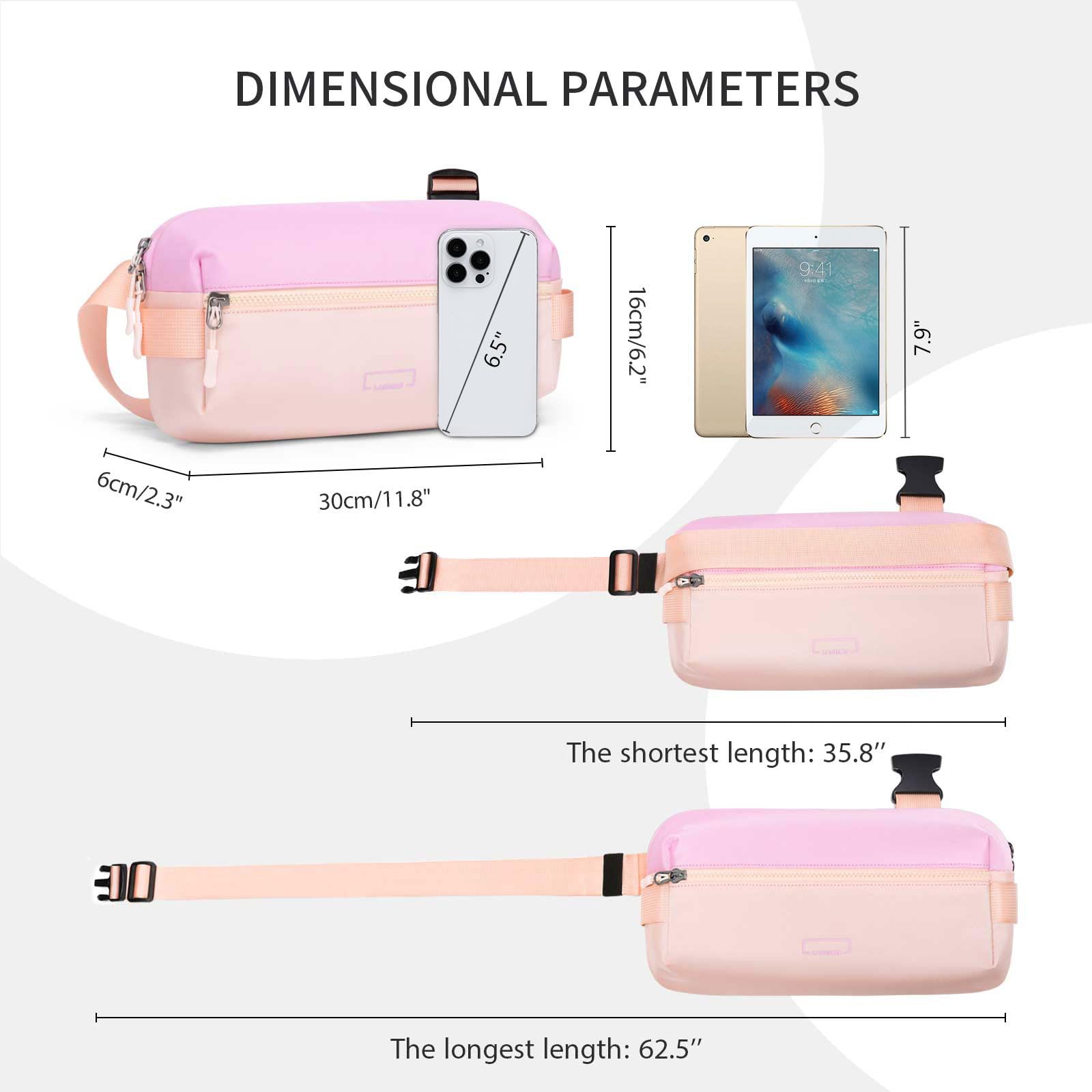 LABOMO Fanny Pack Crossbody Bag for Women, Water-resistant Sling Bag with Adjustable Strap, Fashion Waist Pack for Traveling Hiking