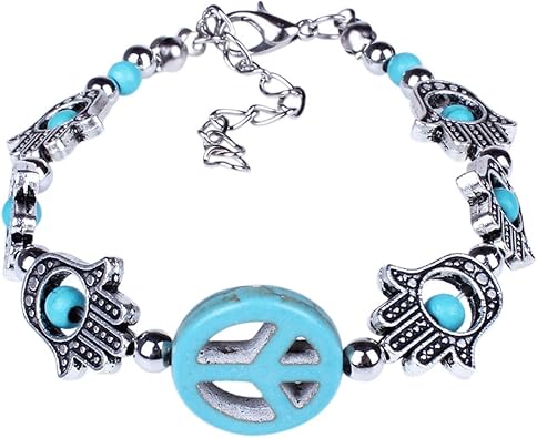 Pulseras Turquesa Pulsera Pulsera Brazalete De Simbolo Signo De La Paz Para Hombre Mujer Ninos Joyeria Civilnodrustvo Ba
