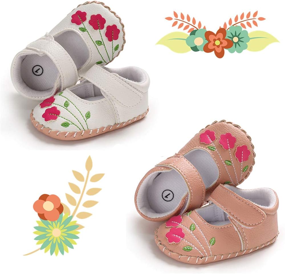  | Meckior Infant Baby Girls Boys Handmade Princess Flats Toddler First Walkers Soft PU Leather Non-Slip Crib Wedding Dress Shoes | Sandals