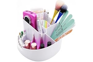 Flybok Nail Drill Holder 18 Hole Nail Drill Bit Holder Nail Organizer Professional Stand with 8 Compartments for Nail Tech Tools (Tools not included)