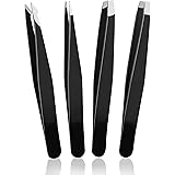 4-Pack Stainless Steel Tweezer Set for Facial Hair Removal and Splinter Removal