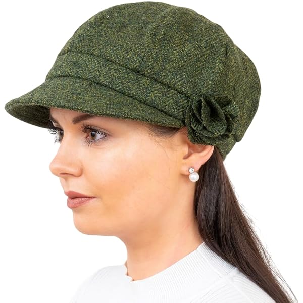 Mucros Weavers Ladies Irish Wool Newsboy Cap (Black) at  display picture 2