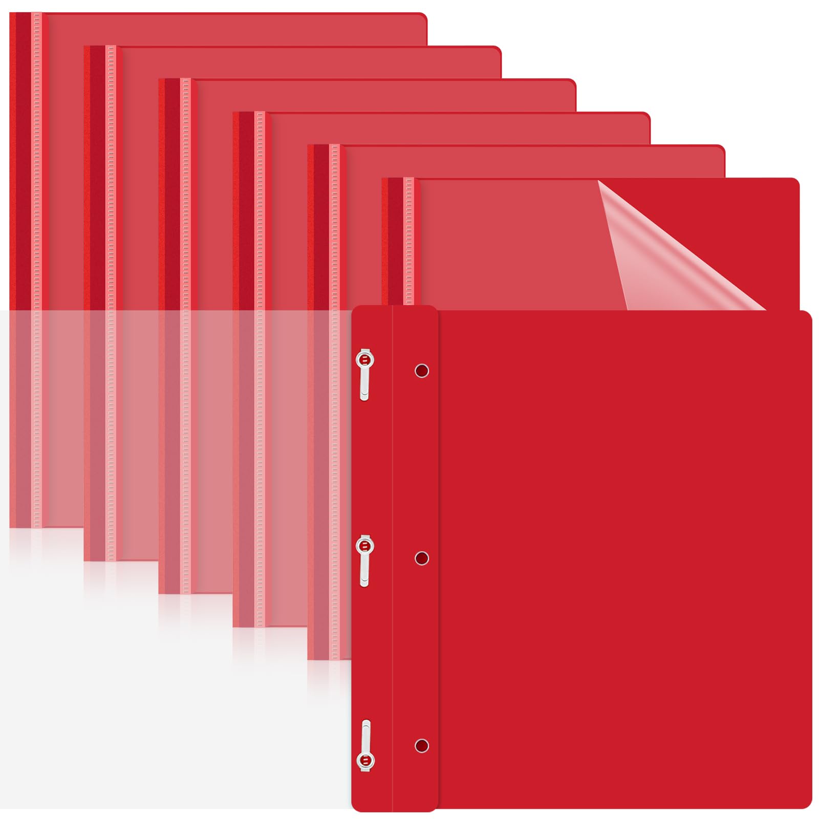 Photo 1 of Teling 24 Pcs Clear Front Report Covers with 3 Prongs Presentation Folders Plastic Resume Portfolio Report Letter Size Presentation Binder for Paper Document School Office(Red)
