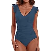 LAPHEE ROSE Women's Ruffled One Piece Swimsuit Tummy Control Bathing Suits Swimwear
