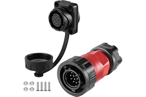 CNLINKO YM-20 14 PIN Waterproof Connector, IP68 Circular Connector, Quick Plugging Aviation Connector, PBT Plastic Shell Solder Connector M20 Male -Female Flange Socket (14 PIN)