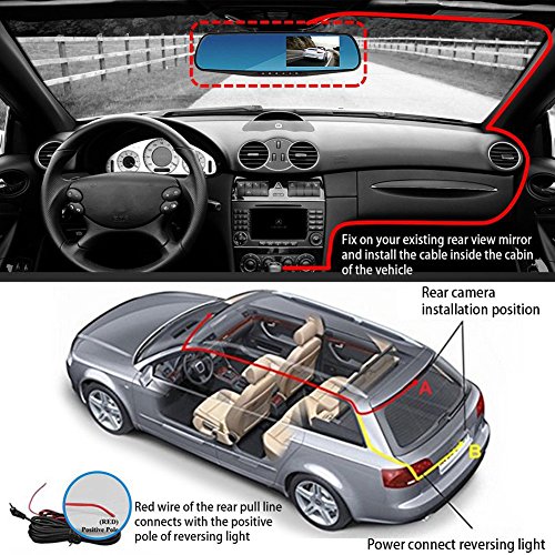 4.3 Inch Dual Lens Car Camera, Dash Cam Car Recorder with 170° Wide Angle Lens, HD 1080P Driving Recorder with Parking Monitor, G-Sensor & Motion Detection(Include 8G Micro SD Card)