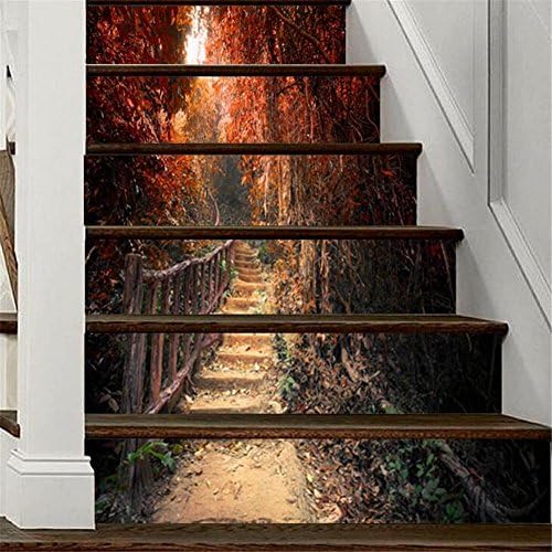 GUOW 3D Staircase Sticker Creative Staircase Sticker Decal Wallpaper Vinyl DIY Detachable Waterproof Self-Stick Maple Leaf Trail A 6 pcs/B 13pcs , A