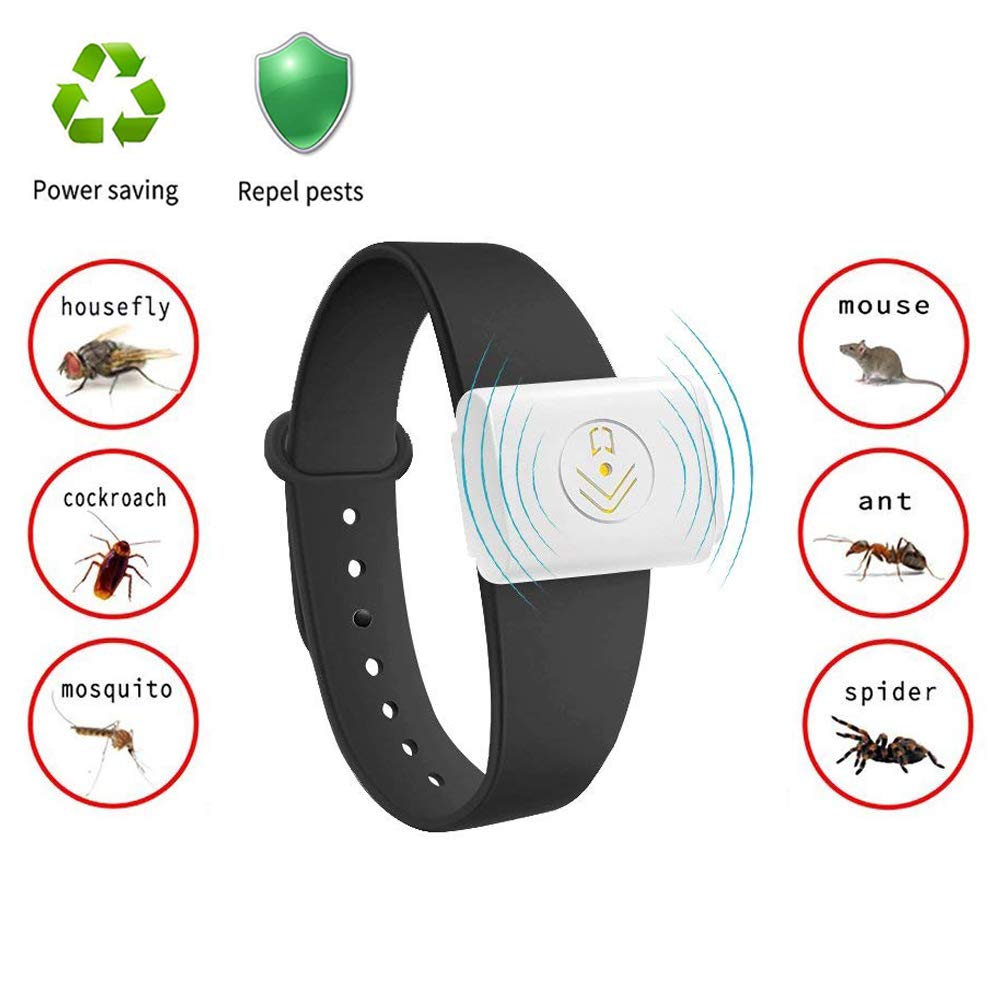 Homeda Camping Mosquito Repellent Bracelet, Electric Ultrasonic Mosquito Repellent Wristband Non-toxic Deet Free Eco-friendly for Camping & Hiking, Black