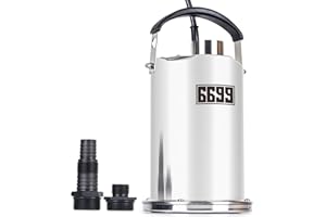6699 1/4HP Stainless Steel Water Pump 1500GPH Submersible Utility Pump for Pools Ponds Hot Tubs Flooded Basements Sump Pit Crawl Space Shallow Water Draining SUB 1500SS