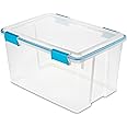 Sterilite 4 Pack Gasket Box, Stackable Storage Bin with Latching Lid, 54 Quart
