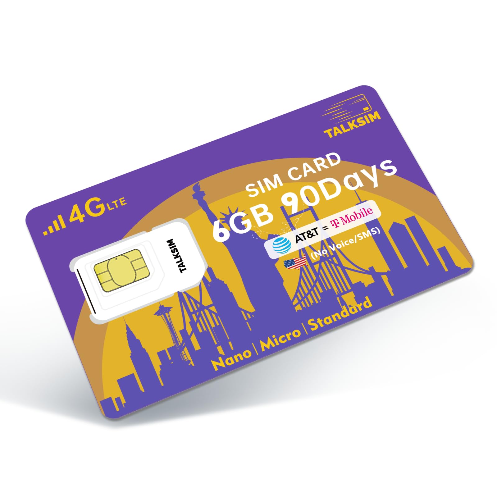 Data SIM Card 6GB 90Days Support AT&T, T-Mobile, 4G LTE USA SIM Compatible with Unlocked Security Camera/Tablet/Smart Watch/Hunting Trail Camera/GPS Tracker iot Devices