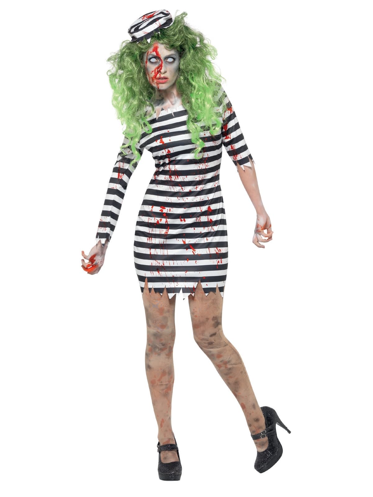 Smiffys Zombie Jail Bird Costume, Black with Dress & Hat, Halloween Zombie Alley Fancy Dress, Zombie Dress Up Costumes
