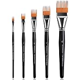 Fuumuui Grainer Brush Set&ndash;5pcs Professional Flat Comb Brushes for Unique Texture Painting Perfect for Artists Acrylic, Watercolor and Oil