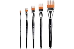 Fuumuui Grainer Brush Set–5pcs Professional Flat Comb Brushes for Unique Texture Painting Perfect for Artists Acrylic, Watercolor and Oil